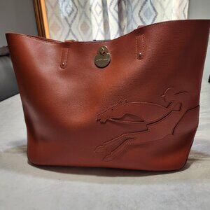 Longchamp Brown/burnt Orange open Leather Tote